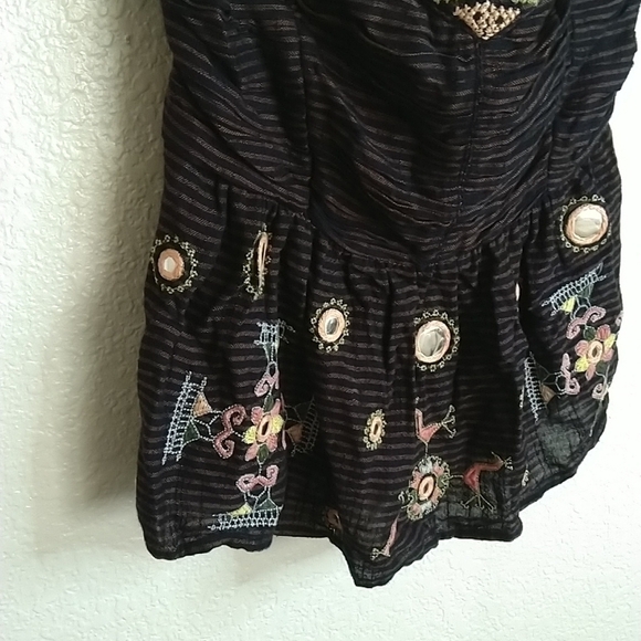 Free People Sweet Safari Halter Top Neon Peplum Sweetheart Striped OB812076 sz S - Picture 5 of 8